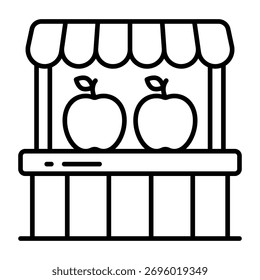 Icono de diseño lineal conceptual de Carrito de frutas