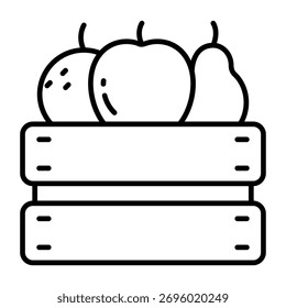 Icono de diseño lineal conceptual de la cesta de frutas 