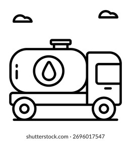 Icono de diseño lineal conceptual del camión de combustible 