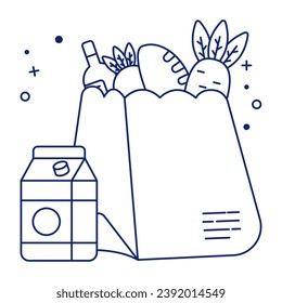 Conceptual linear design icon of grocery shopping 

