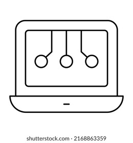 Conceptual linear design icon of laptop nodes