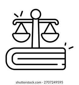 Icono de diseño lineal conceptual del libro de leyes