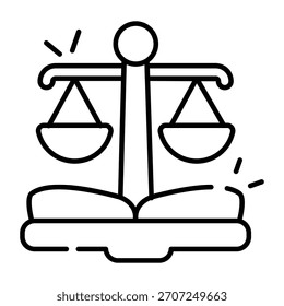 Icono de diseño lineal conceptual del libro de leyes