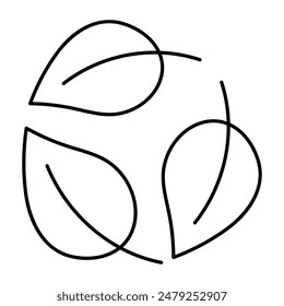 Icono de diseño lineal conceptual del reciclaje de hojas 

