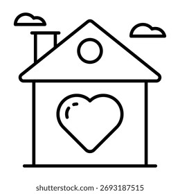 Conceptual ícone de design linear de amor casa 