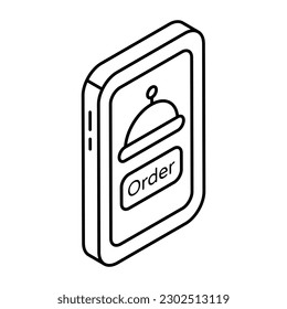 Conceptual linear design icon of mobile order 