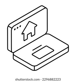 Conceptual linear design icon of online property