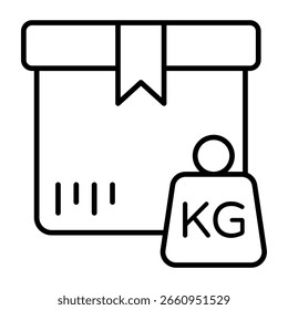 Conceptual linear design icon of parcel weighing