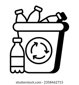 Conceptual linear design icon of plastic bottles recycling