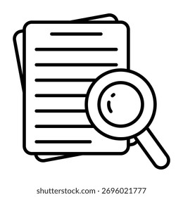 Icono de diseño lineal conceptual del papel de búsqueda 