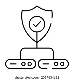 A conceptual linear design icon of security shield