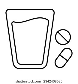 Conceptual linear design icon of taking medicine 