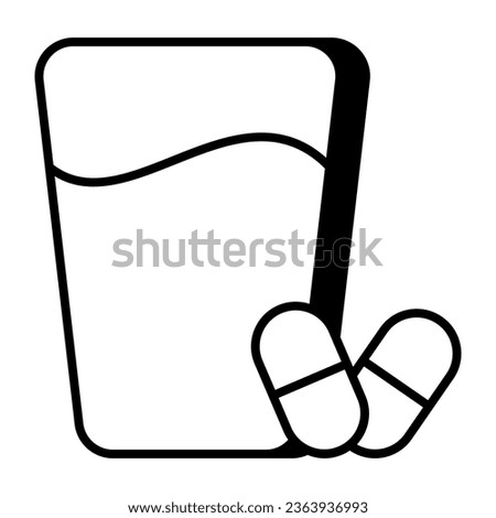 Conceptual linear design icon of taking medicine 
