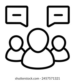 Konzeptionelles lineares Design-Symbol der Teamdiskussion 

