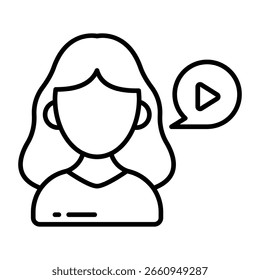 Conceptual linear design icon of video message