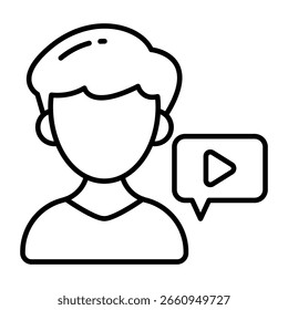 Conceptual linear design icon of video message