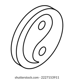 Icono de diseño lineal conceptual de yin yang 