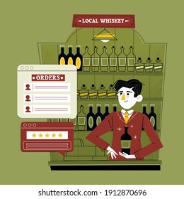 Vector De Ilustración De Whiskey Local Conceptual