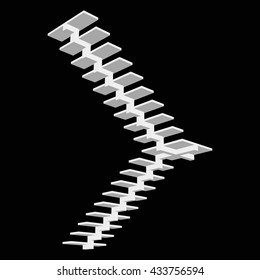 Conceptual loft staircase isolated.  Modern conceptual stairs 3d. Furniture for Interior. Vector illustration on a black background.