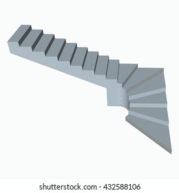 Conceptual loft stairs isolated.  Modern conceptual stairs 3d. Furniture for Interior. Vector illustration on a white background.
