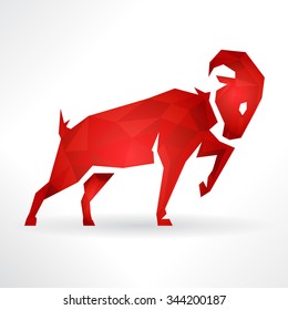 Conceptual logo Design of a Ram icon or Goat Symbol on white background. Vector illustration.