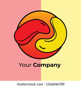 conceptual logo design in red and yellow color vector