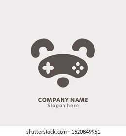 Conceptual logo design template of game console joystick and panda head.