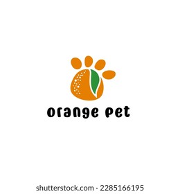 Conceptual logo in the form of a paw print and an orange.Vector illustration.