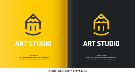 Conceptual logo and label art Studio. Modern logo, vector graphics.