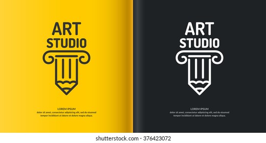 Conceptual logo and label art Studio. Modern logo, vector graphics.