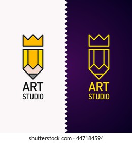 Conceptual logo and label art Studio. Modern emblem, vector graphics.