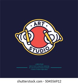 Conceptual logo and label art Studio. Modern logo, vector graphics.