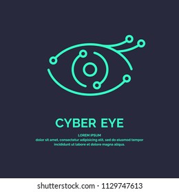 Conceptual logo and label Cyber eye. Modern vector graphics.