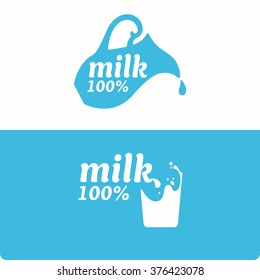 Conceptual logo for the sale of milk. Vector illustration.