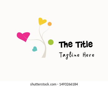 Conceptual logo vector design contain tree, heart and circle leaves