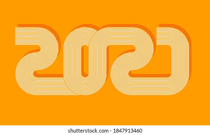 Conceptual logotype of 2021 new year makes in retro style. Seasonal holidays flyers, calendars, covers, greetings and invitations cards, christmas themed congratulations or banners. Vector illustratio