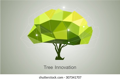 Conceptual Low polygon geometric trees. Abstract vector Illustration, Background design
