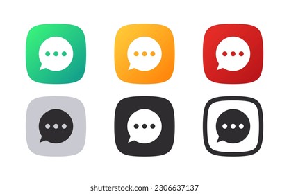 Iconos de mensajes conceptuales. Juego de burbujas de mensajes de chat. Iconos de notificación. Gráficos escalables para vectores