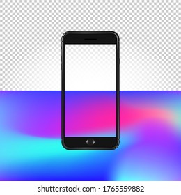 Konzeptuelles Aufziehen auf transparentem Hintergrund. Vektorgrafik von Smartphone. Inhalt von Geflechten und transparenten Objekten