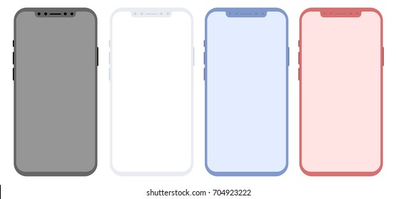 Conceptual modern phone, mock up, isolated on white background. Concept smart phone for design applications. Simple and minimalistic mockup wireframe to present mobile app designs.