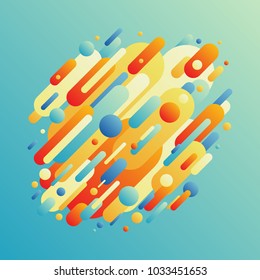 Conceptual modern style composition with geometric shapes in various colors. Abstract background design with rounded lines. Vector illustration