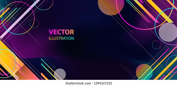 Conceptual modern style geometric abstract background wave design colorful banner electronic music fest gradient textured business art new