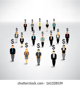 conceptual money symbol with a large group of people vector design