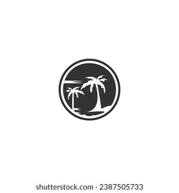 Conceptual palm tree icon of afternoon and summer vacation isolated on white vector illustration