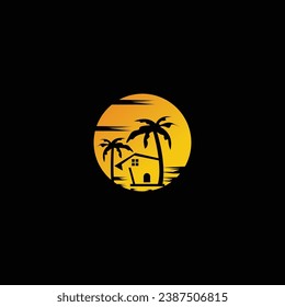 Konzeptionelles Palmensymbol am Nachmittag Urlaub und Resort zu Hause.
