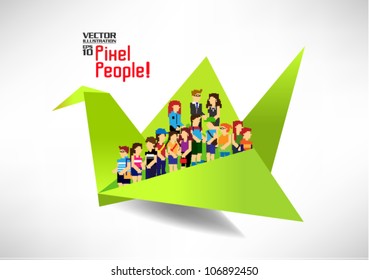 conceptual paper bird transportation with many icon people vector design