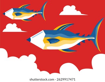 Conceptual Pencils and Fish Illustration