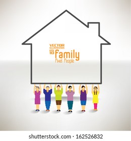 Conceptual people with house icon vector design