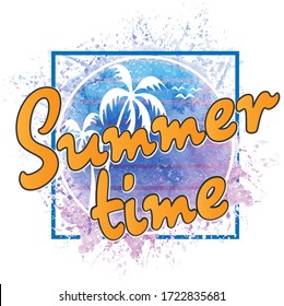 Conceptual phrase Summer time. tee graphic. T shirt hand lettered calligraphic design. Lettering design. Vector illustration