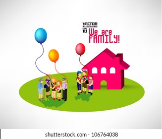 conceptual pixel people family vector design